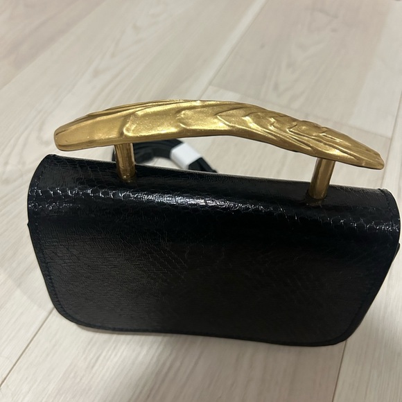 Zara Gold Leaf handle croc Clutch or cross body - Picture 1 of 4